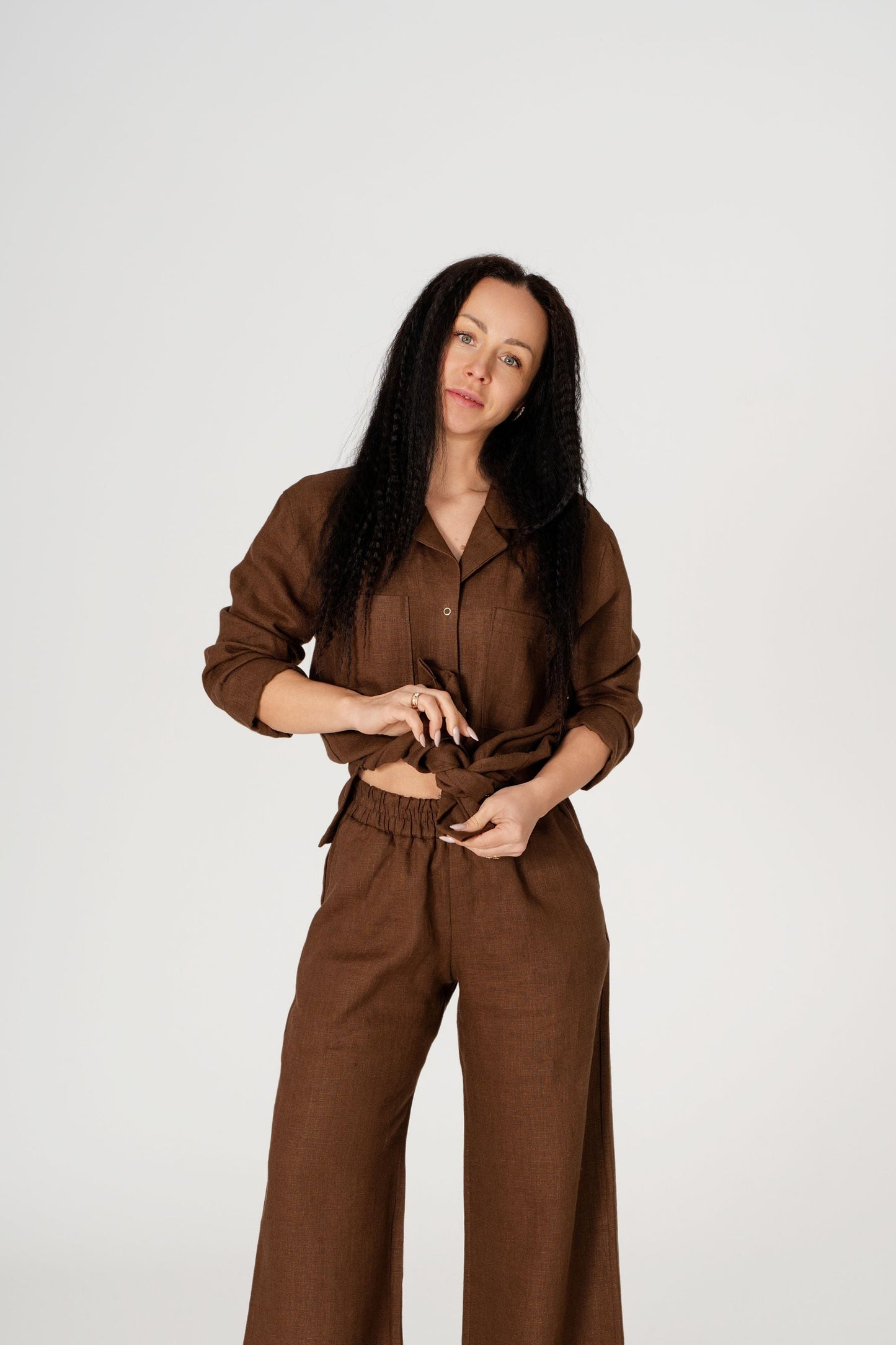 Rudi lininiai marskiniai LINE 2