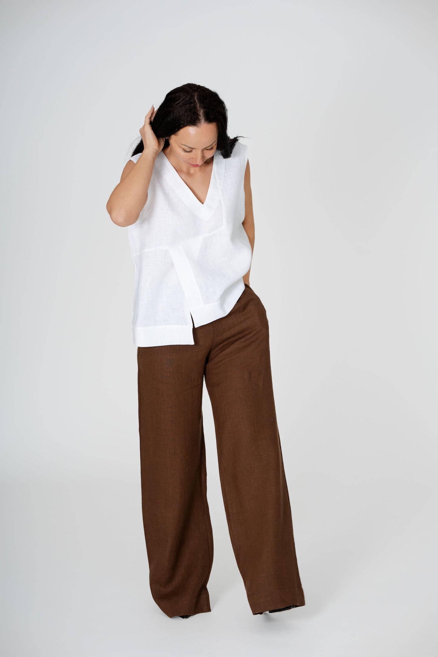 Rudos placios linines kelnes 2