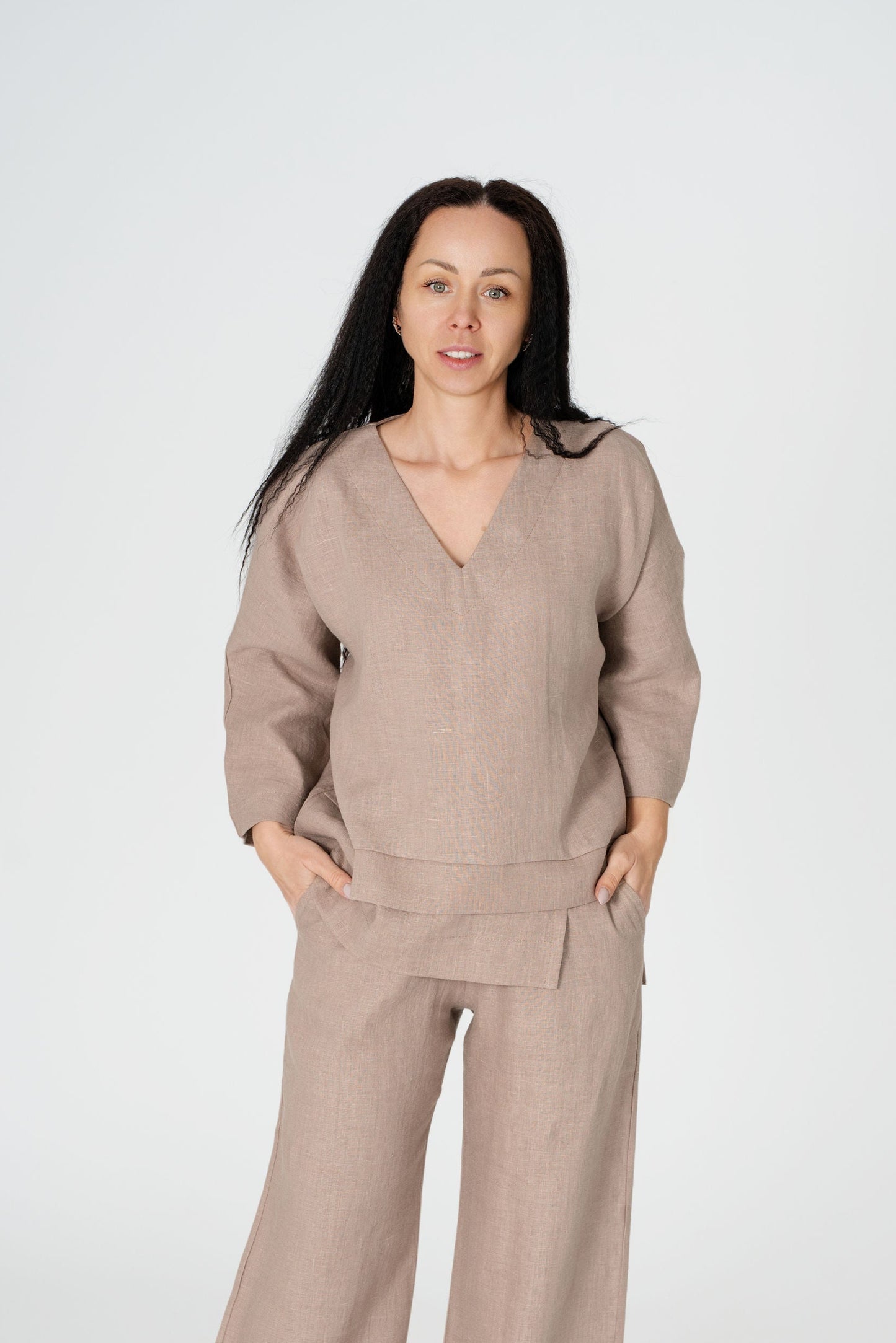 Smelio spalvos linine palaidine SANDI 1